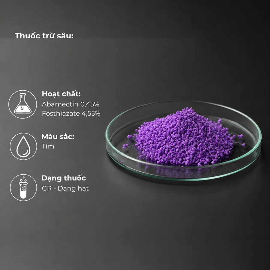 Mẫu Abamectin 0.45% w/w + Fosthiazate 4.55% w/w · GR