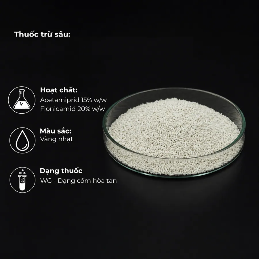 Mẫu Acetamiprid 15% w/w + Flonicamid 20% w/w · WG