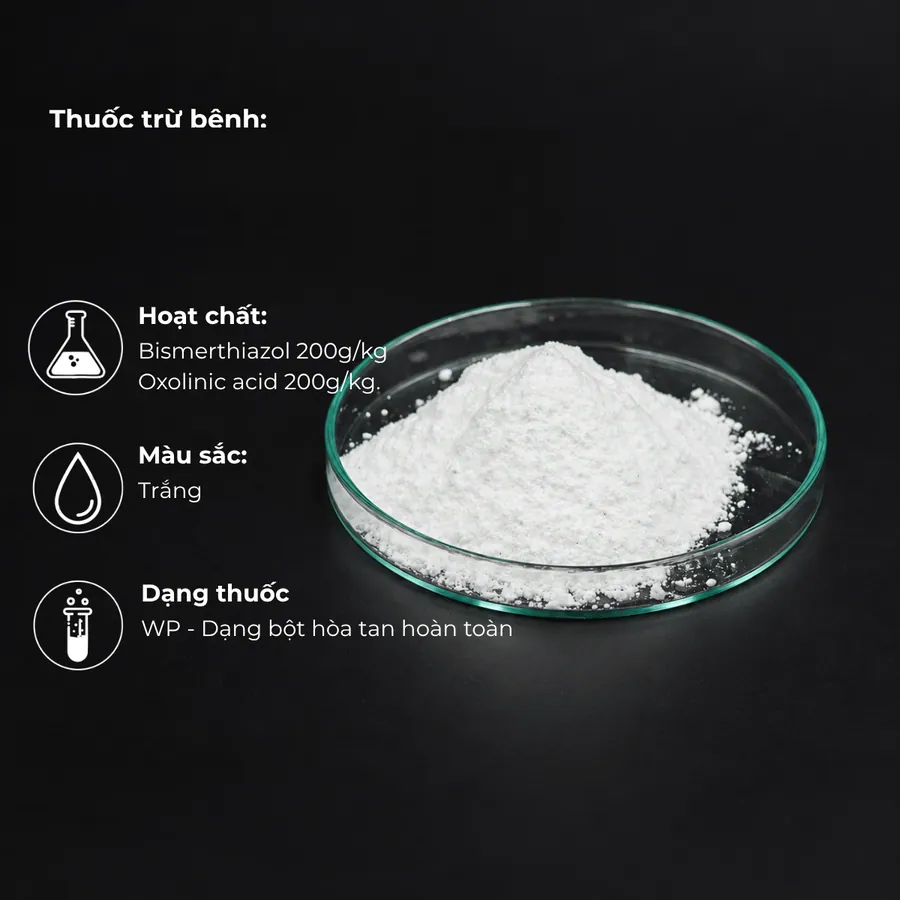 Mẫu Oxolinic acid 200g/kg + Bismerthiazol 200g/kg · WP
