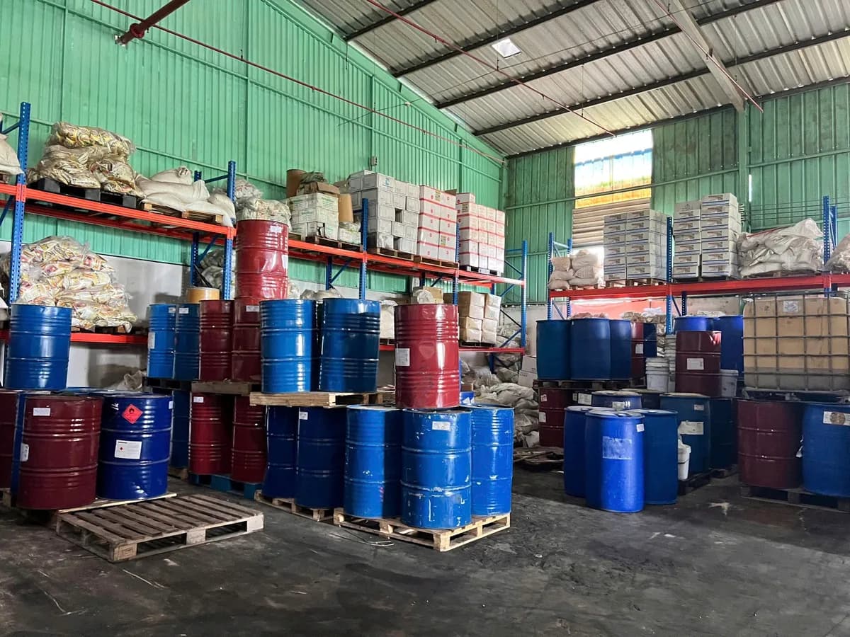 Raw material drum store at the CSA factory